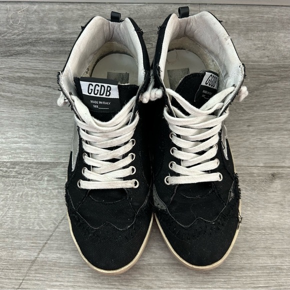 Golden Goose Mid Star Black High Top Skater Sneakers Streetwear Italian Size 37 - Picture 4 of 12